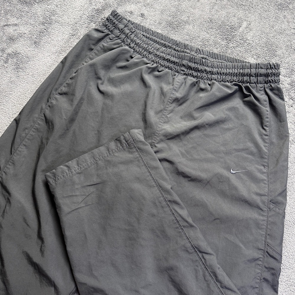 Y2K Nike Track Pants Mens XL Gray Mesh Lined Baggy Zipper Cuffs Swoosh 341584